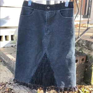 Dark denim midi skirt